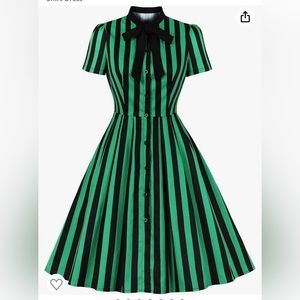 Green and black stripe dress
